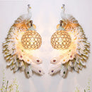 Gold White Peacock Crystal Wall Lamp | Modern Nordic Retro LED Wall Light by Ljojo