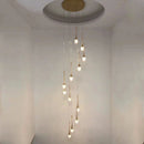 Ljojo Luxury Crystal LED Chandelier, Gold Pendant Light for Staircase and Lobby