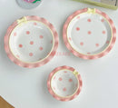 Ljojo Mini Pink Cutlery Set with Dessert & Fruit Plates & Bow-Shaped Meal Plate