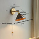 Ljojo LED Walnut Wood Wall Lamp Sconce, Modern Japanese Style, Pull Chain Switch