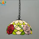 12-inch American-style Embankment Flower Chandelier: Tiffany Glass Lighting by Ljojo for Milk Tea Shop & Coffee Restaurant