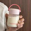 Ljojo 200ml Cute Glass Shaker Bottle for Coffee Juice Tea - Portable Kawaii Glass Cup