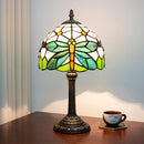 8-Inch Stained Glass Dragonfly Table Lamp - Retro Green Decoration for Office, Dining, Bedroom by Ljojo