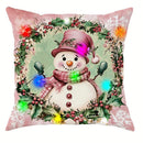 Ljojo LED Light Luminous Pillowcase with Garland Santa Claus Snowman Pattern