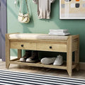 Ljojo™ Entry Shoe Bench with Cushioned Seat, 2 Drawers & Slatted Shelf