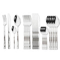 Ljojo 24pcs Stainless Steel Cutlery Set with Diamond Handle