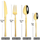Ljojo 16-Piece Gold Stainless Steel Cutlery Dinnerware Set - Western Tableware Knife Fork Spoon