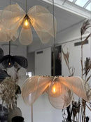 Wabi Sabi Fabric Flower LED Pendant Light for Dining Room Decor by Ljojo