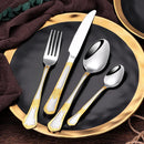 Ljojo 18Pcs Stainless Steel Cutlery Set in Gold Finish with Elegant Matte Handle