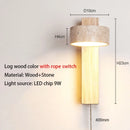 LED Wall Lamp Wooden Stone Lighting Fixture Wabi Sabi Style Bedroom Beside Light Ljojo