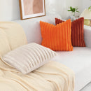 Ljojo 16x16 Faux Fur Striped Pillow Covers 2pcs - Soft Plush Velvet Back
