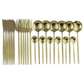 Ljojo 24-Piece Stainless Steel Champagne Gold Cutlery Set