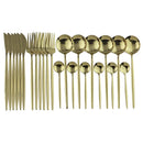 Ljojo 24-Piece Stainless Steel Champagne Gold Cutlery Set