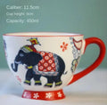 Hand-painted Ceramic Oatmeal Mug, Large Capacity Tea & Coffee Cup by Ljojo