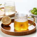 Ljojo 400ml Rose Glass Cup with Handle for Juice Coffee Tea Milk