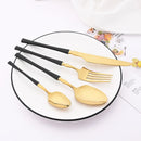 Ljojo 24Pcs Pink Gold Stainless Steel Cutlery Set - Western Flatware Tableware