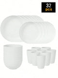 Ljojo 24-Piece Reusable Plastic Tableware Set for Family Picnics and School