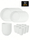 Ljojo 24-Piece Reusable Plastic Tableware Set for Family Picnics and School