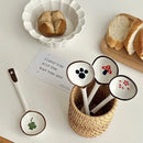 Ceramic Kawaii Spoon Set by Ljojo: Hand Painted Long Handle Soup & Dessert Spoons