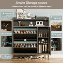 Ljojo™ Shoe Storage: 2 Flip Drawers, Side Cabinet, LED Light, Charging Station