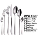 Ljojo 21-Piece Stainless Steel Cutlery Set - Mirror Finish Elegant Tableware