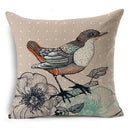 Ljojo Linen Cushion Cover 45x45cm, Flower & Animal Design for Sofa & Bed