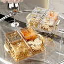 Ljojo 4/6 Grids Plastic Food Tray Dual Handle Snack Fruit Organizer