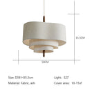 Ljojo French Retro Fabric Bedroom Pendant Lights Solid Wood Chandelier Lighting