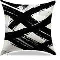 Abstract Black & White Brushstroke Pattern Cushion Cover for Sofa, Bedroom, Car by Ljojo