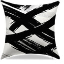 Abstract Black & White Brushstroke Pattern Cushion Cover for Sofa, Bedroom, Car by Ljojo
