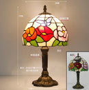 French Table Lamp Stained Glass Red Rose 8 Inches Bedside Reading Light Ljojo