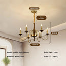 American Retro Candle Chandelier Living Room Solid Wood Iorn Pendant Light by Ljojo