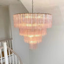 LED Pink Clear Glass Chandelier Stylish Designer Texture for Staircase Decor by Ljojo