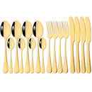 Ljojo 16-Piece Mirror Black Stainless Steel Cutlery Set for Kitchen Tableware