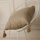 Ljojo Linen Tassel Euro Sham Pillow Covers Square Decorative Neutral Pillowcases