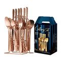 Ljojo 24-Piece Stainless Steel Hammer Pattern Cutlery Set