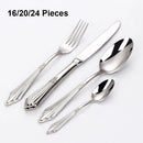 Ljojo 24-Piece Gold Plated Cutlery Set Stainless Steel Western Tableware