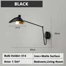 Ljojo Retro Industrial Style Rotatable Wall Lamps Matte Metal Sconce Lights E14 LED Bedroom Decor