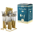 Ljojo 24-Piece Stainless Steel Hammer Pattern Cutlery Set