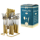 Ljojo 24-Piece Stainless Steel Hammer Pattern Cutlery Set