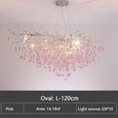 LED Pink Crystal Chandelier Water Drop Ceiling Lamp - Nordic Hot Sales - Ljojo