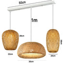 GEW Classic HandWoven Bamboo Lantern Pendant Lamp by Ljojo - Natural Rattan Wicker Chandelier Lighting.