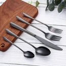 Ljojo 32-Piece Black Stainless Steel Cutlery Set, Elegant Dinnerware Kit