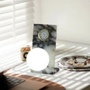 Ljojo Marble White Desk Lamp with Glass Ball Accent, Ideal for Bedroom, Foyer, Hotel