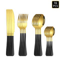 Ljojo 24-Piece Gold & Black Stainless Steel Cutlery Set