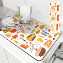 Autumn Harvest Maple Leaves Kitchen Drying Mat by Ljojo