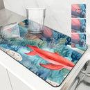 Ljojo Marine Whales Desk Drain Pad, Heat Resistant Non-slip Kitchen Drying Mat