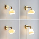Ljojo LED Wall Sconce with Pull Chain Switch White Glass Stair Light