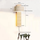 Ljojo LED Wall Sconce Yellow Travertine Pull Chain Switch, Mid Century Modern Style