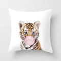 Cute Animals Print Decor Pillowcase by Ljojo - Pink Flower Theme